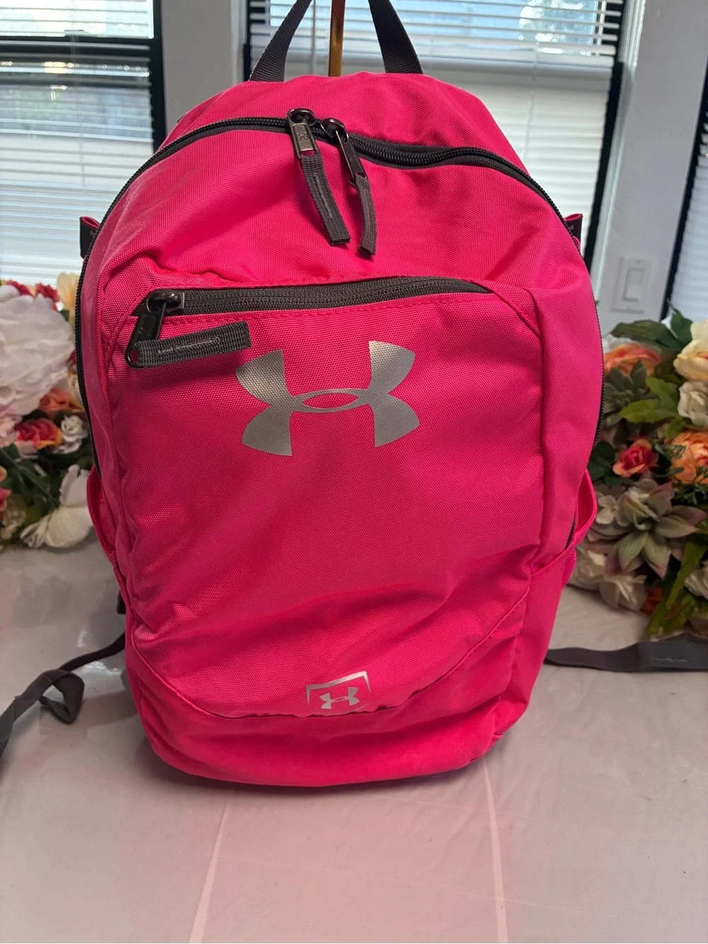Under Armour Hustle Jr II T-Ball Bat Pack Pink Gray Baseball Backpack UASB-HJBP2